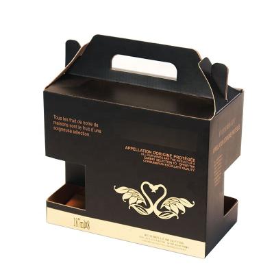 China Recyclable Easy Assembled White Corrugated Wine Carrier Boxes Kraft Paper Boxes With Handle For Beer Packaging for sale