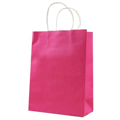 China Wholesales Logo Printed Cheap Recycled Pink Paper Bag Take Away Recyclable Food Packaging Custom Shopping With Twisted for sale