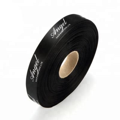 China Recycled Custom Silk Printing Ribbon Festival Gift Decoration Ribbon Custom Silk Materials Logo Black Ribbon for sale