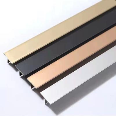 China Modern High Quality Decorative Brass Color Metal Trim T Profile For Wall And Floor Stainless Steel T Shape Decorative Strip for sale