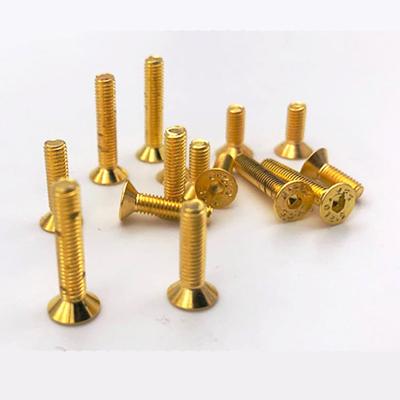 China Wholesale Titanium Golden Screws Grade 12.9 Din Flat Screws M2 M2.5 M3 M4 For RC Hobby for sale