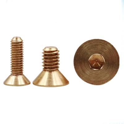 China HEX Hex Drive Machine Countersunk Allen Hexagon Socket Cap Brass Flat Head Gold Screws for sale