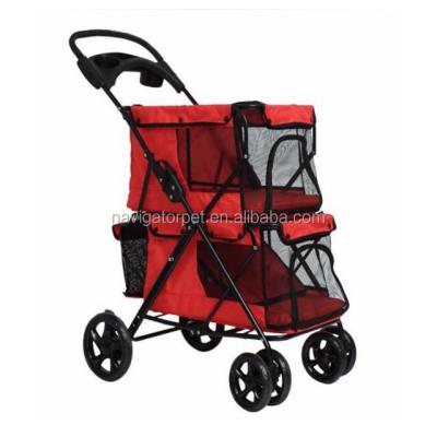 China Sustainable Double Layer Pet Stroller For Cats Dogs for sale