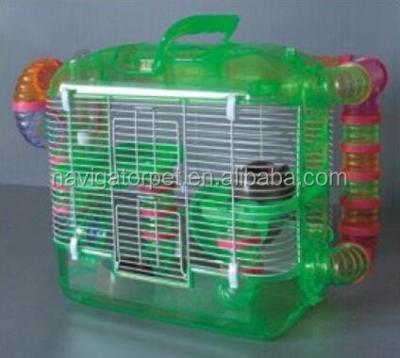 China Viable green hamster cage with tunnel on the side to complete for sale