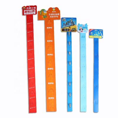 China Shop Merchandise Display Supermarket Shelf Snacks Strip Board Plastic Hanging Hang Tag Board Printed Logo for sale