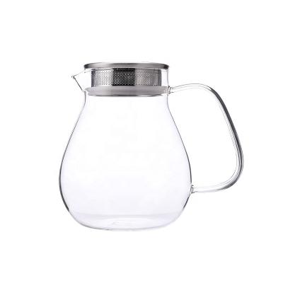 China Viable Glass Teapot With Stainless Steel Lid Borosilicate Glass Teapot Tea Maker Infuser For Loose Leaf Tea for sale