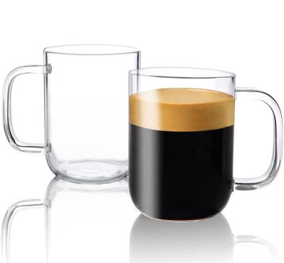 China 20oz Borosilicate Glass Sustainable Coffee Mugs With Handle Lead Free Glass Coffee Mugs for sale