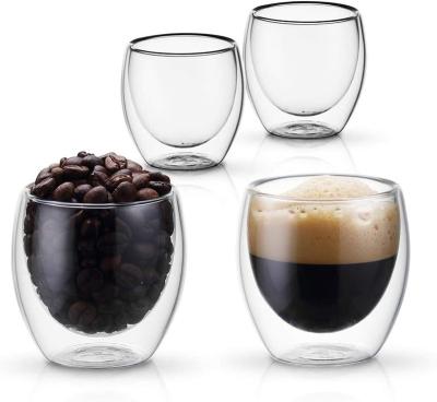 China 2.7oz Viable 80ml Double Walled Clear Insulated Shot Glass Coffee Mugs Espresso Coffee Mugs for sale