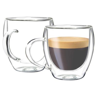 China 5.5oz Glass Sustainable Espresso Mugs Double Wall Coffee Mugs Thermo Insulated Glass Coffee Mugs for sale