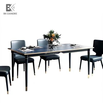 China Navy Blue (Size) Adjustable Modern Lightweight Luxury Dining Table and Chairs Marble Solid Wood Dining Tables Sets for sale