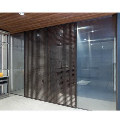 China Large Modern Frameless Interior Laminated Tempered Glass Invisible Concealed Sliding Door for sale