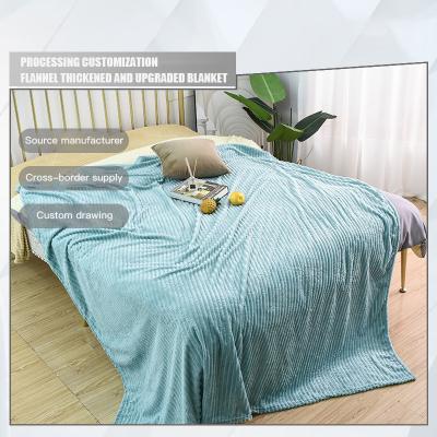 China Factory Direct Supply Custom Dyed Embossed Blankets Folded Sofa Nap Blanket Cover Flannel Blanket for sale