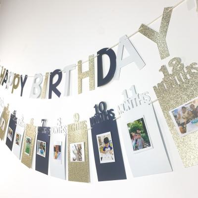 China Shiny glitter happy birthday banner for decoration for sale