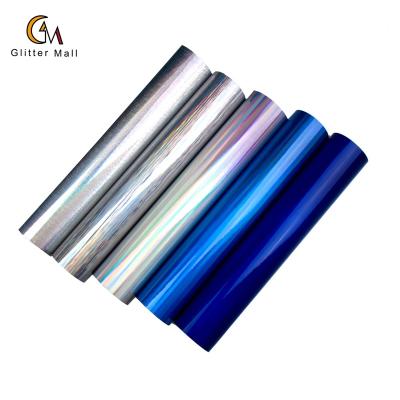 China New Design Laser Color Magic Washable Iron On Self Adhesive Vinyl PET Rolls PVC Heat Transfer Vinyl For T-shirt Apparel for sale