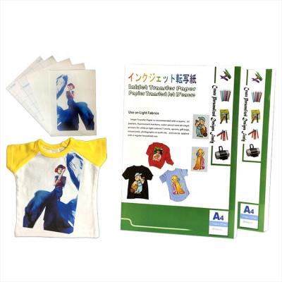 China Garment Inkjet Printer 150Gsm A4 Lightweight Dark Heat Transfer Paper For Cotton T-shirt Fabric Printing for sale