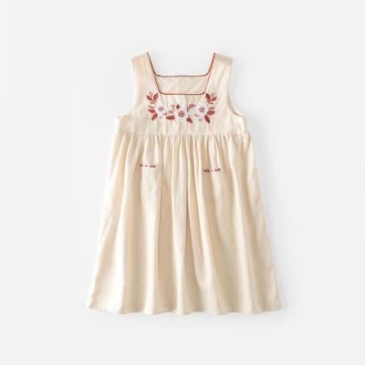 China Breathable Factory Wholesale Flower Embroidered Sleeveless Kids Clothes Girl Dresses for sale