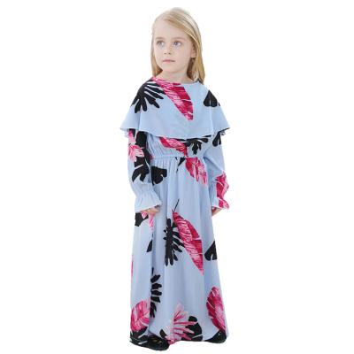 China Breathable Latest Design Summer Daily Wear Floral Printing Kids Long Dresses Girls Muslim Clothing for sale