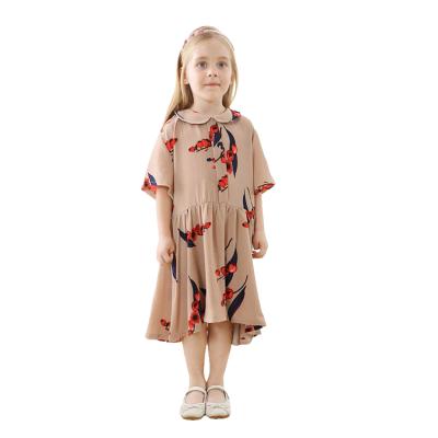 China 2021 Summer Breathable Short Sleeve Children's Clothing Baby Floral Print Dress For Girls 1 To 6 Years Old for sale