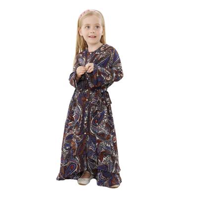 China New Arrival Arabia Fashion Breathable Lovely Muslim Islamic Kids Clothing Long Dress For Girls for sale