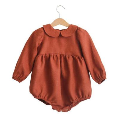 China Wholesale Cute Newborn Soft Canvas Cotton Sleeves Boutique Boys Toddler Romper Long And Simple Baby Girls Romper for sale