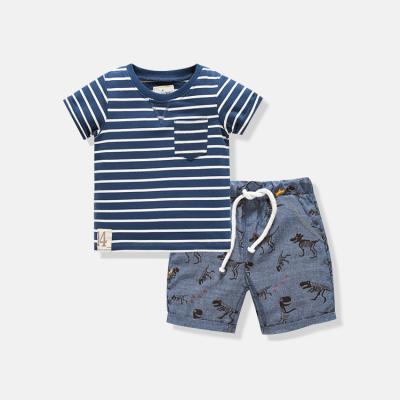 China Casual Wholesale New Arrival Soft Cotton Printed Fabric Toddler Clothes Boys Outfits Clothing Sets for sale