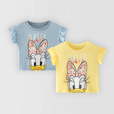 China New Arrival Manufacturer Soft Cotton Printed Fabric Kids Clothing Toddler Anti-Shrink T-shirt for Girls Tops and T-shirt for sale