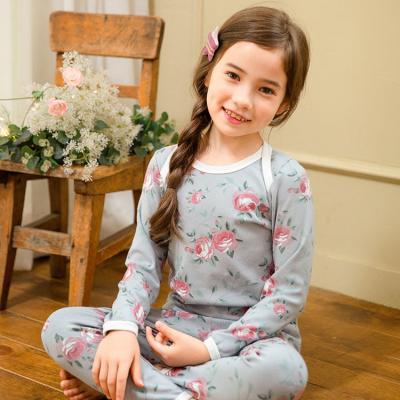 China Wholesale Breathable Floral Print Cotton Fabric Kids Pajamas Set Sleepwear For Kids Girls for sale