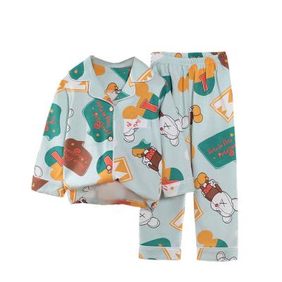 China Wholesale New Arrival Breathable All Over Print Crewneck Soft Knit Children Boy Long Sleeve Pajamas Set for sale