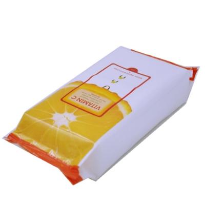 China Soft Vitamin C 60ct Makeup Cleansing Adults Cosmetic Wet Lemon Tissue Nonwoven Flowing Pack With Lid Cosmetic Cloths GMPC MSDS ISO9001 for sale