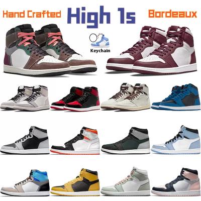 China 2022 Bordeaux Rubber Basketball Shoes Mens Womens 1 1s Sneakers Hand Crafted High Prototype Hyper Royal Bred Patent Pollen for sale