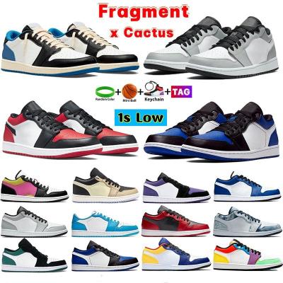 China Cotton Fabric Designer Fragment 1s x Cactus Mens Basketball Shoes Low Banned Se UNC Light Royal Black Toe Gray Smoke Tint Crimson Shade for sale