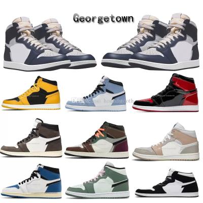 China New 1 High 85 Georgetown 2022 PU Basketball Shoes Jumpman 1s Mens Womens Hyper Sneakers Blue Shade 2.0 Pollen for sale