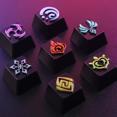 China Computer Keyboard Dropshipping Genshin Impact Metal Keycap ESC Alu Alloy Keycap For R4 Mechanical Keyboard Size Stereoscopic Relief for sale