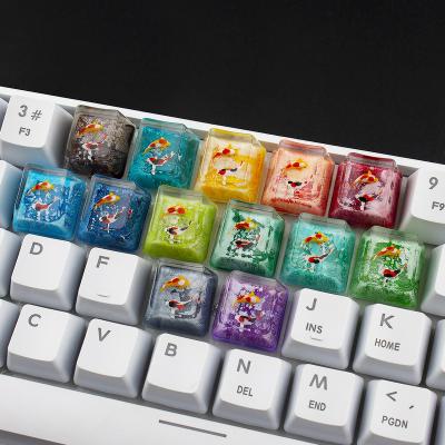 China Computer Keyboard Drop Shipping Koi Fish Resin Keycaps Artisan ESC Keytop For MX Switch Mechanical Keyboard R4 Size for sale