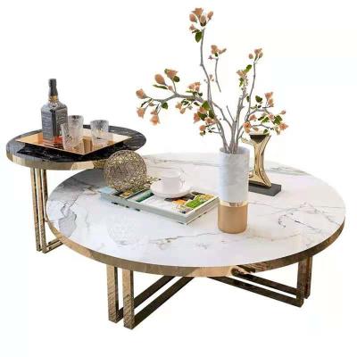 China Customizable New Style 2021 Model Sofa Metal Side Desk Modern Industrial Marble Coffee Table for sale