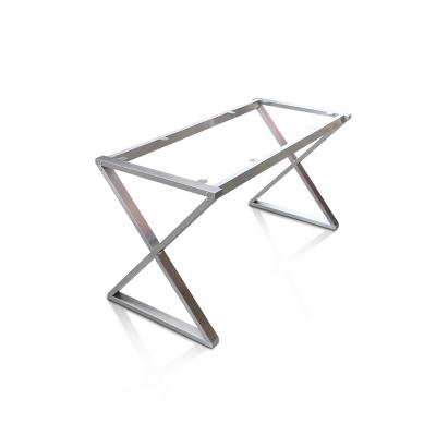 China Modern Design Brushed Modern Metal Removable Stainless Steel X Shaped Desk Table Legs / Table Frame for sale