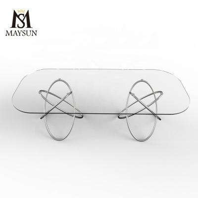 China Restaurant Dining Table Luxury Modern Glass Top Home Furniture Rectangular Dining Table for sale