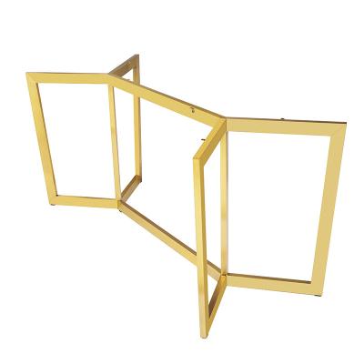 China 201 Style Modern Metal Stainless Steel Dining Table Small Gold Brushed Frames/Office Table Frame for sale