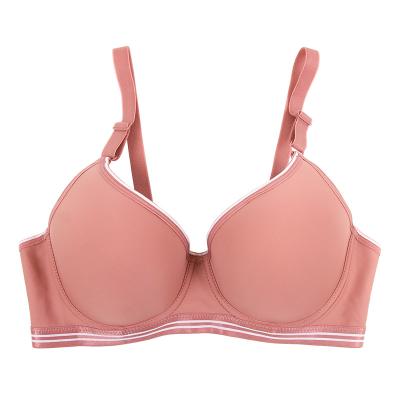 China Customization Antibacterial Women's Large Bra Sxey Smooth Molded Strap T-shirt Bra Fitted Plus Size OEM Service Girl Solid Plain Dyed Lady Bra Sxey for sale