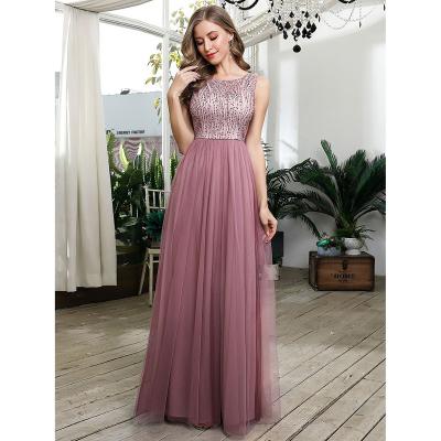 China Anti-wrinkle Women Clothing Highly Customized Summer Cute Round Neck Hollow Back Beaded Tulle Homecoming Prom Party Dress Dresses For Mrs for sale