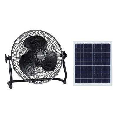 China Indoor outdoor DC 12V solar rechargeable ekectric powered fan with solar panel for home use for sale