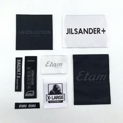 China 2022 Sustainable Custom Logo Satin Woven Packaging Label For Apparel for sale