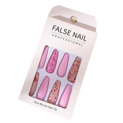 China Long French Style T Shape Nail 24pcs Straight Tips Multiple Colors Designed Nail Tips XXL Coffin Nail Tip for sale