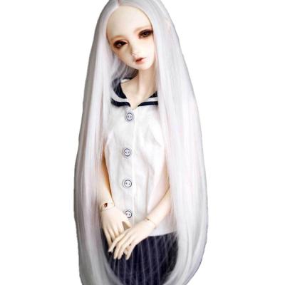 China Hot Selling White High Temperature Wigs Silky Straight Wholesale Part Long Wigs BJD Wigs Medium Silky Straight Fiber Doll Wig for sale