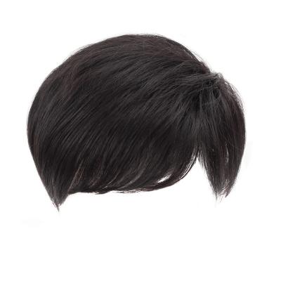 China Popular Short Men's Wigs Pixie Cut Machine Made Natural Color OEM High Temperature Design Color Fiber Wigs Toupee for sale