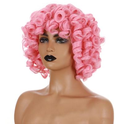 China Roman Curl Fashionable Women Wigs Ready to Ship Synthetic Hair Roman Deep Curly Wig High Temperature Wire Wigs for sale