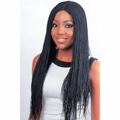 China Fashionable African Black High Temperature Fiber Braided Wigs Box Style Wig Synthetic Hair Wigs Box Long Braided Wig for sale