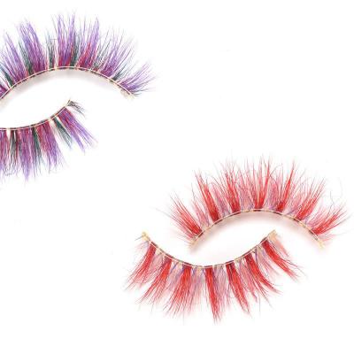 China Natural Soft 3D Lashes Long Thick Eyelashes Extra Dramatic Mink Eyelashes Handmade Wispy Curly Mink Fur Colorful Cotton Super Fluffy Loop for sale