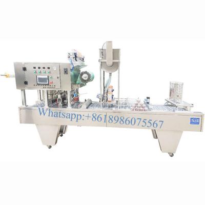 China Full Automatic Food Roll Film Cup Filling Sealer Machine with Date Printing for Rice Wine, Tofu Puddings, Mixed Congee for sale