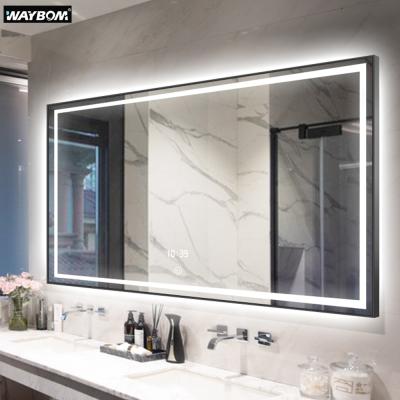 China Modern Minimalist Fashion Style Rectangle Bathroom Led Warm Lights Smart Decorative Bath Mirror for sale